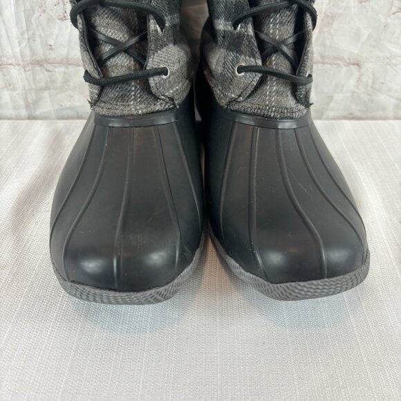 Sperry Women's 9.5 Charcoal Saltwater Wool Plaid Waterproof Duck Boots - Picture 7 of 13
